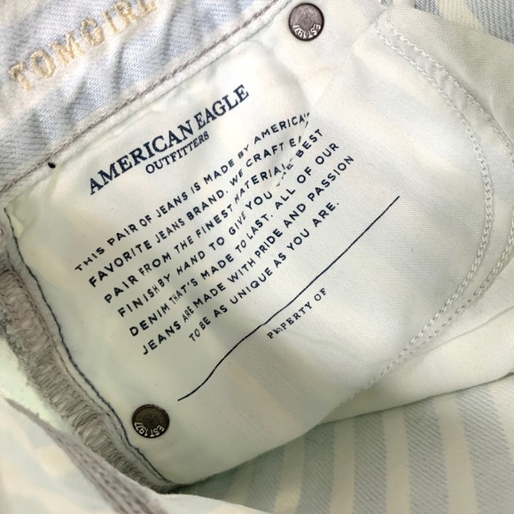 American Eagle Tomgirl Striped Denim Jeans Sz 00 - Picture 6 of 7